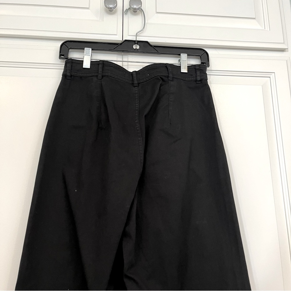 Everlane Black Hi Waisted Wide Leg Cropped Trousers Size 2 - Picture 6 of 11
